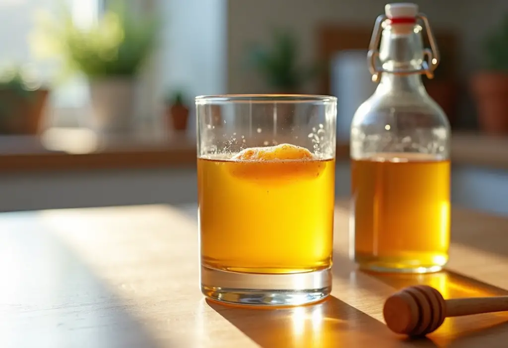 Apple cider vinegar and honey in a warm water glass