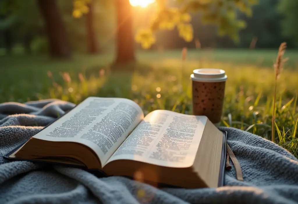 Sabbath rest scene with nature and Bible